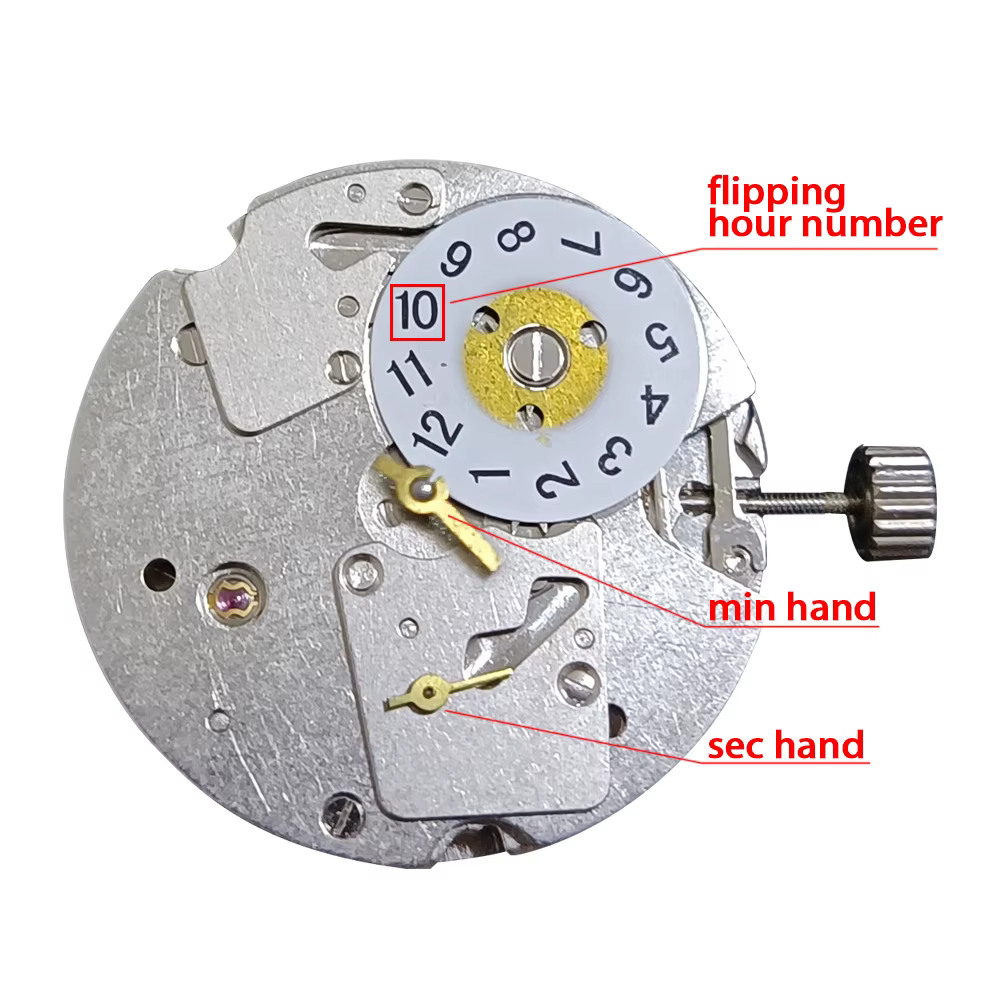 Montre mécanique à mouvement automatique avec petite seconde et fonction de retournement des heures