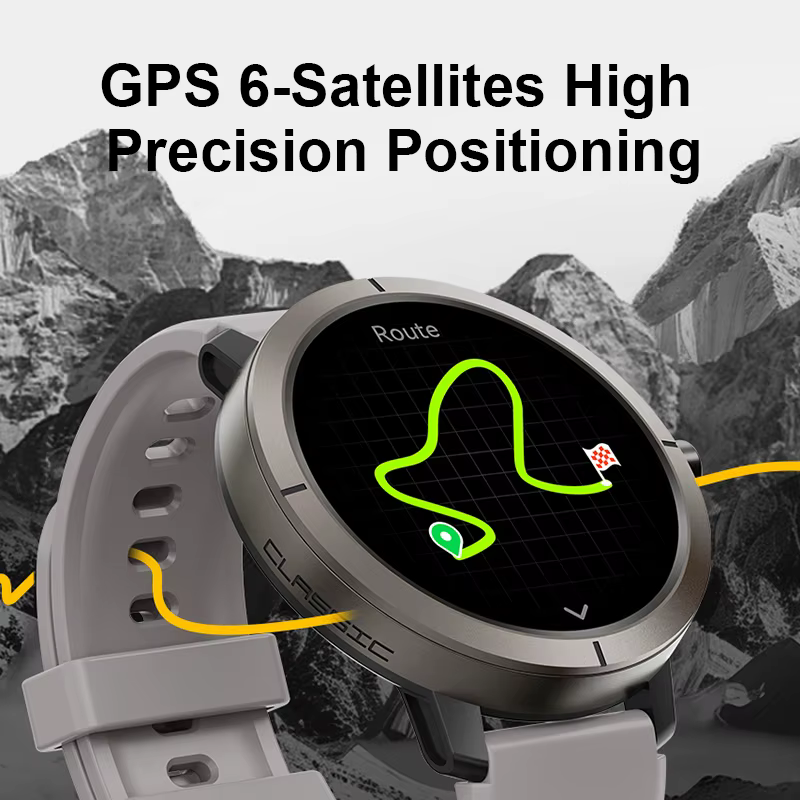 FIDI GPS 6-Satellites montre intelligente 1.32 "HD AMOLED affichage GPS intégré Bluetooth appels téléphoniques sport 5ATM étanche Smartwatch