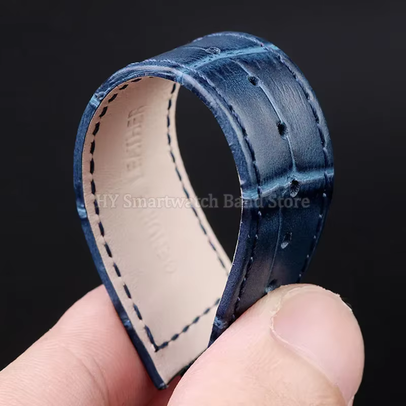 Bracelet de montre en cuir véritable pour hommes