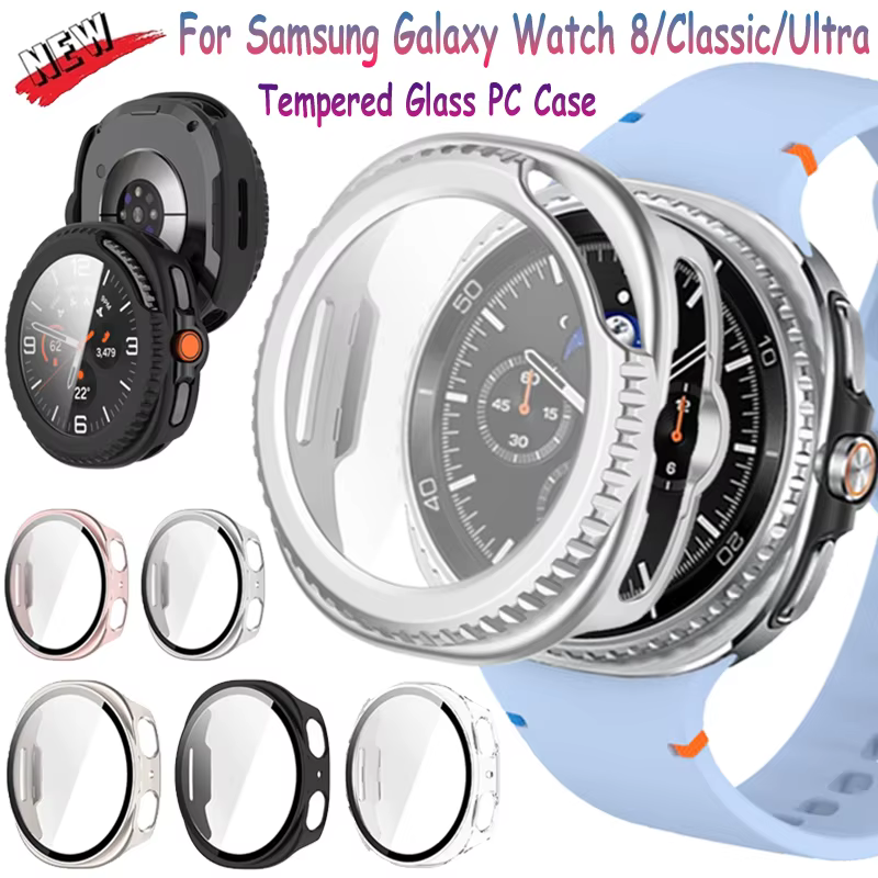 Verre trempé + boîtier PC pour Samsung Galaxy Watch 8 40/44mm classique 46mm coque de protection Anti-chute