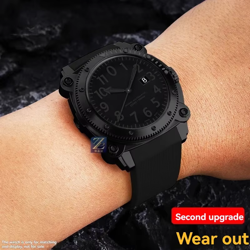 Pour Hamilton kaki plongée profonde H78585333 H78505330 H78535380 bracelet de montre étanche 24mm bracelet en caoutchouc noir jaune bracelet