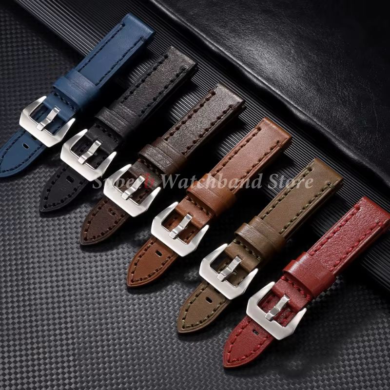 Bracelet de montre en cuir de vachette de haute qualité pour Panerai marron