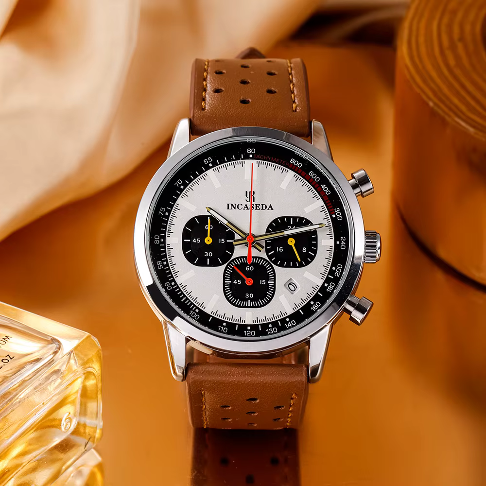 Montre à quartz multifonctionnelle chronographe pour homme