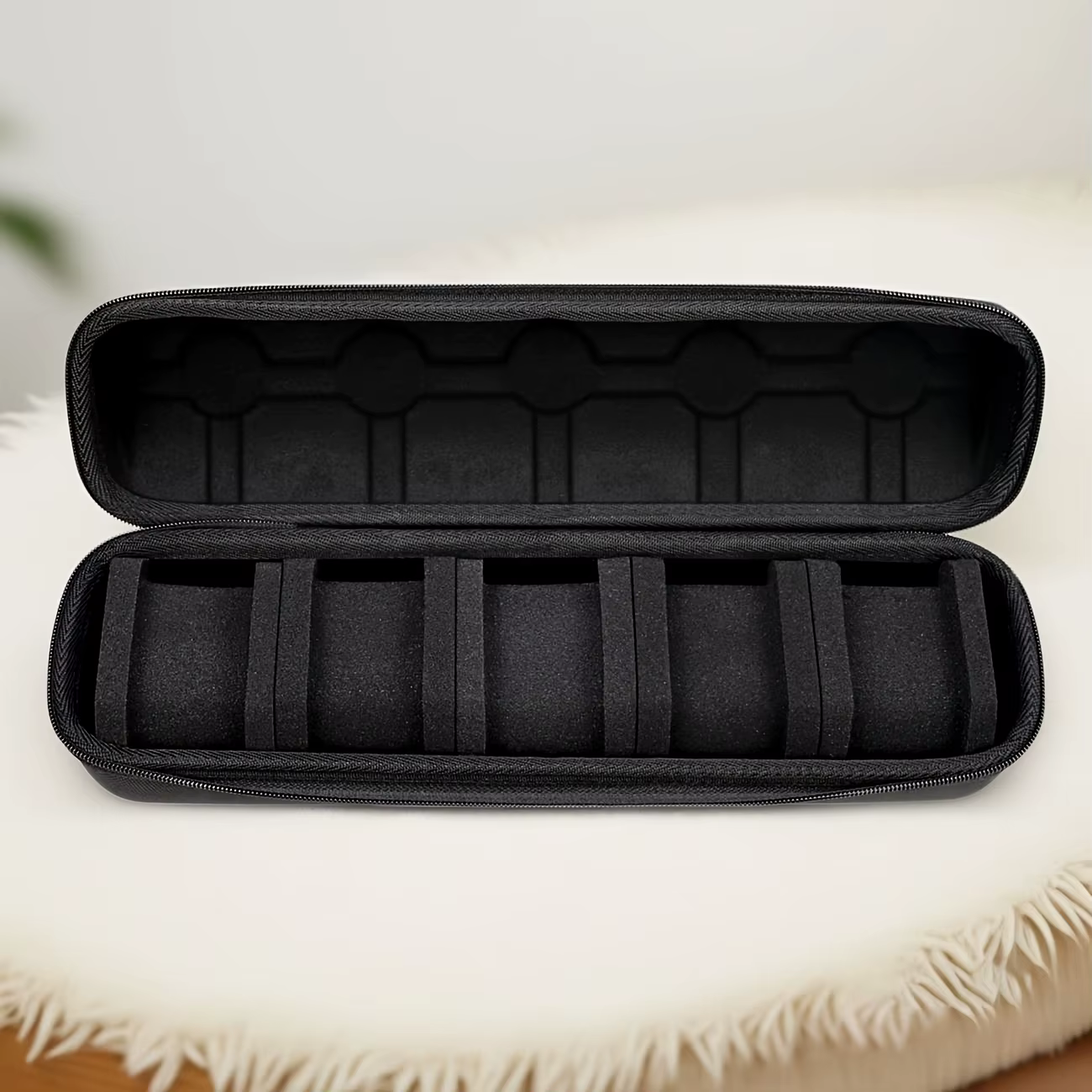 Organisateur de montres à 5 compartiments en coque rigide - Étui de voyage portable avec doublure en mousse