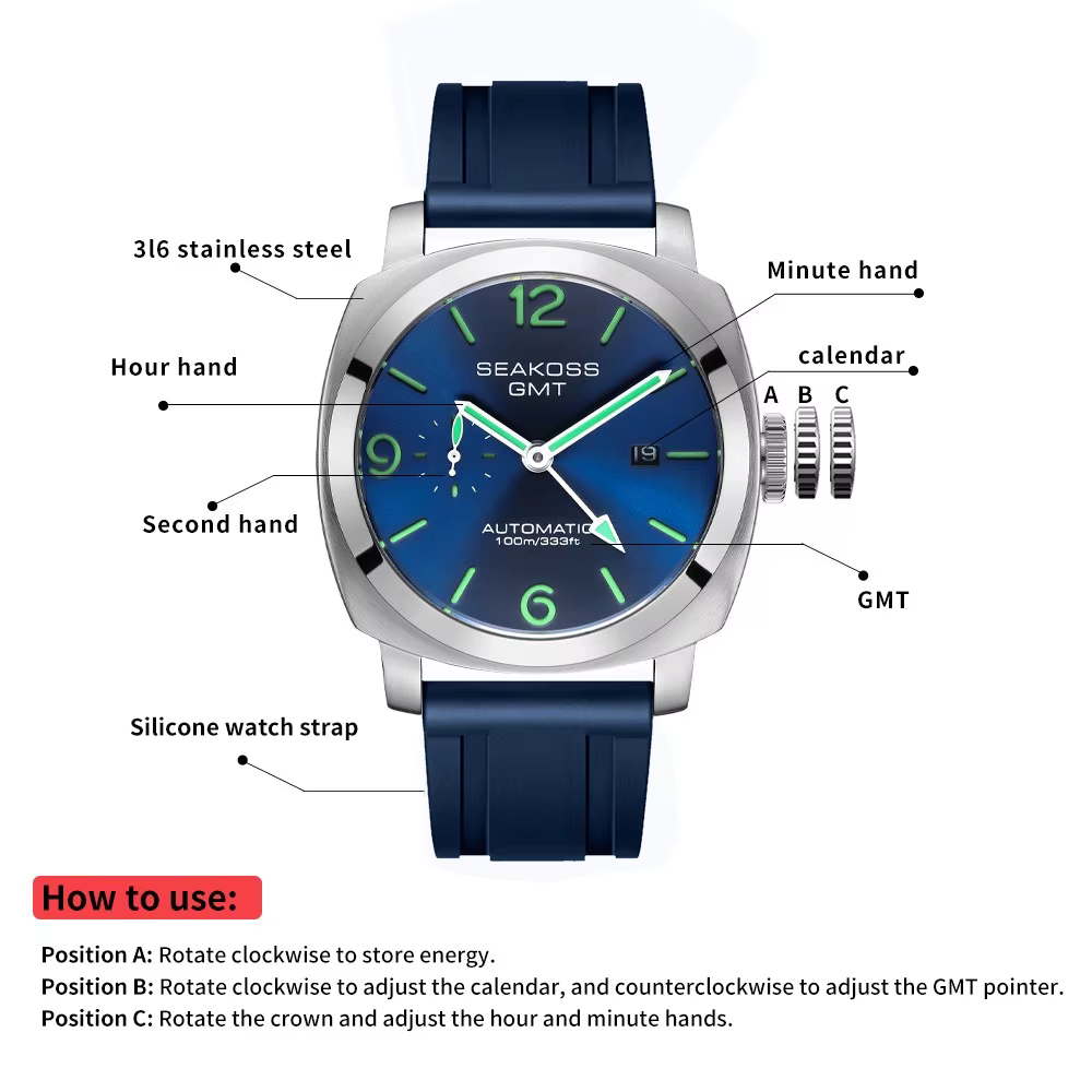 SEAKOSS GMT plongée automatique montres mécaniques hommes 1963 ST2557 mouvement mouette 316L calendrier Super lumineux 10Bar montres-bracelets