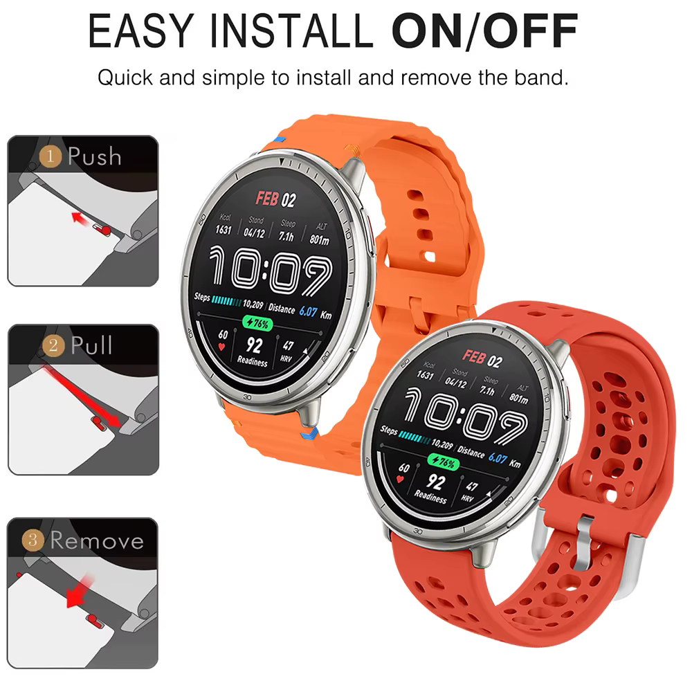 Bracelet pour Amazfit Active 2 BIP3/3 Pro GTS2/2e/2 Mini/3/4 GTR Mini 20mm