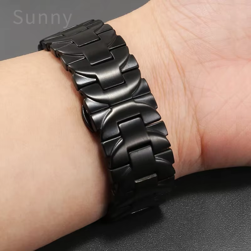 Pour Panerai Luminor série argent noir 24 22mm Pam 441111 Bracelet de montre en acier inoxydable solide antirouille