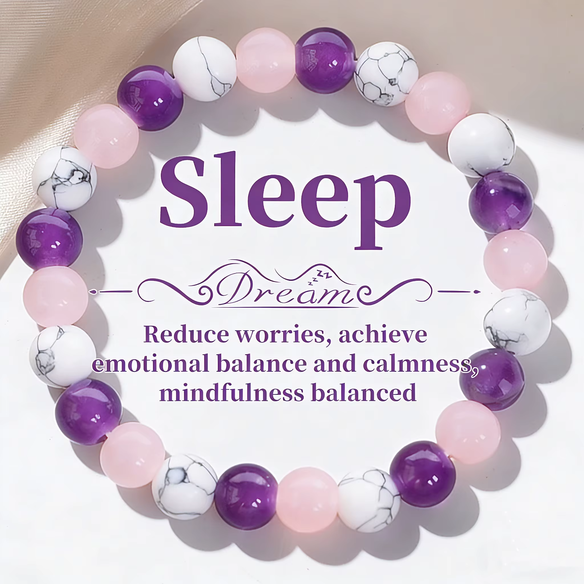 Bracelet en perles d'améthyste Howlite blanche, bijoux en cristal de guérison pour hommes et femmes