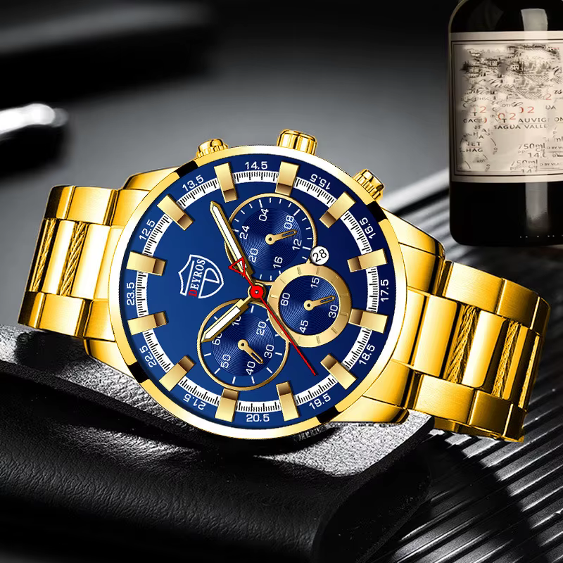 Montre-bracelet à quartz en acier inoxydable pour homme