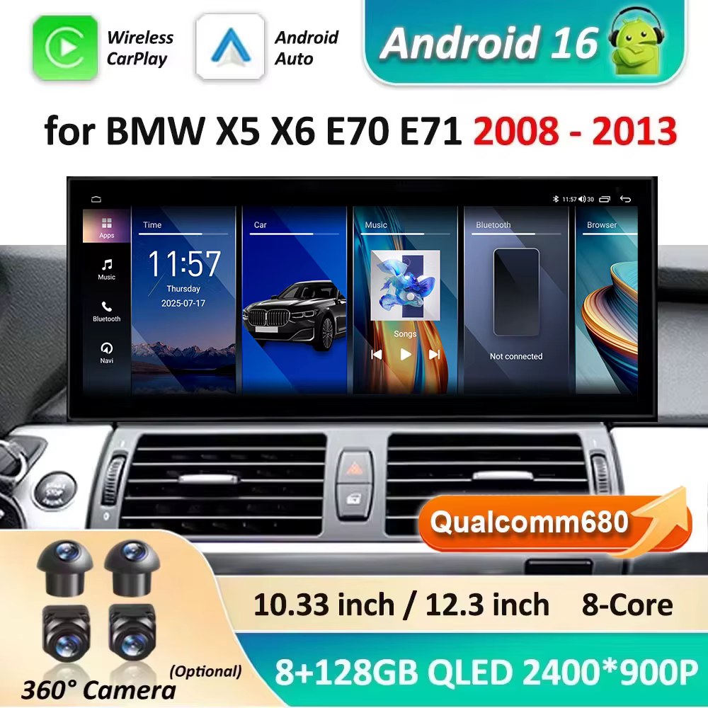 Navigation GPS Android 16 pour BMW X5 X6 E70 E71 2008 - 2013 système ClC/CCC autoradio lecteur multimédia BT 4G DSP stéréo WiFi 4G
