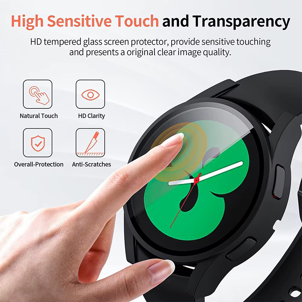 Verre trempé + couvercle PC pour Samsung Galaxy Watch 8 7 4 5 6 44mm 40mm