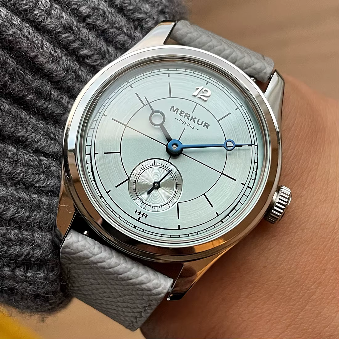 Le nouveau MERKUR croix ligne secteur cadran vert rétro montre décontractée pour hommes série d'affaires manuel accordé