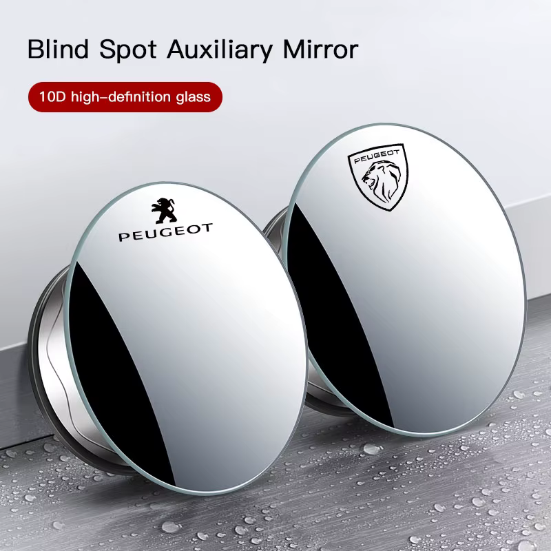 Rétroviseur de voiture 360 °   Petit miroir rond, accessoires automobiles pour Peugeot 206 308 208 207 3008 307 2008 508 407 5008 408 4008 301