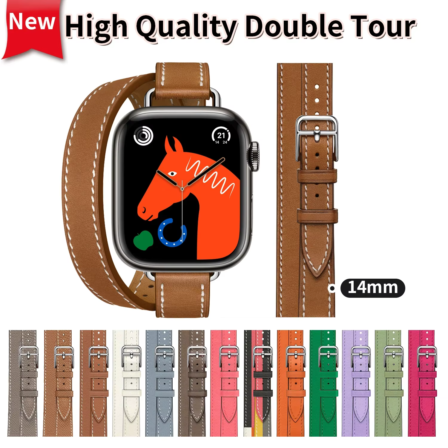2025 nouveau bracelet en cuir de vache Double Tour pour Apple Watch Ultra 3 2