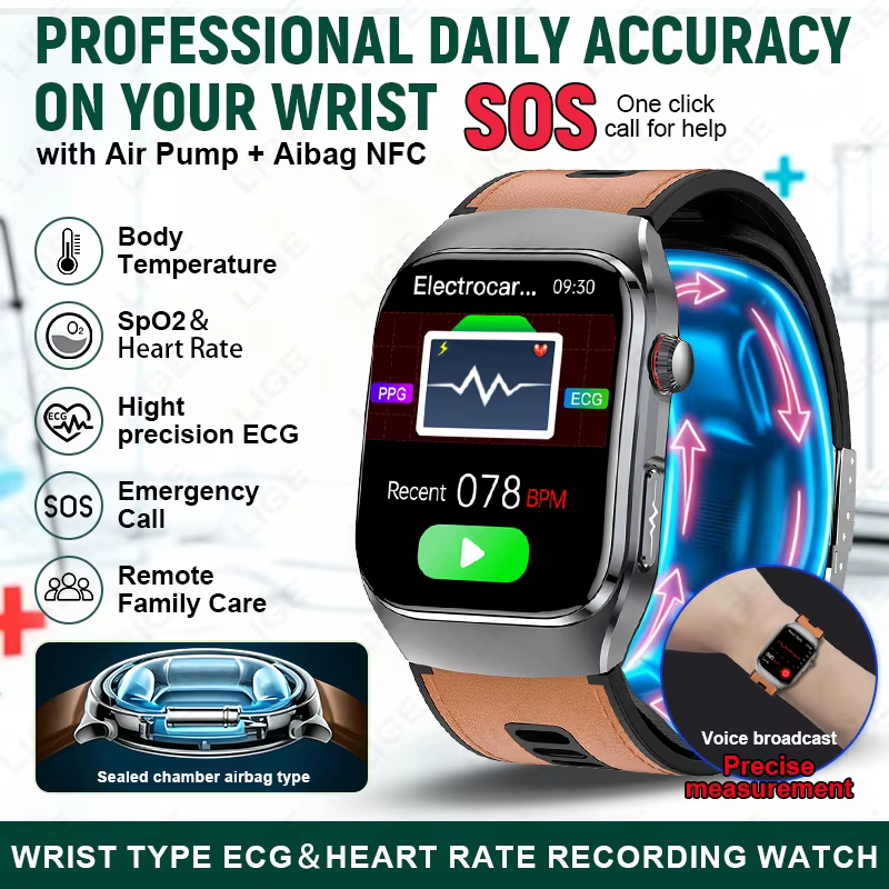 Montre connectée LIGE New Health Sport AI avec diagnostic ECG