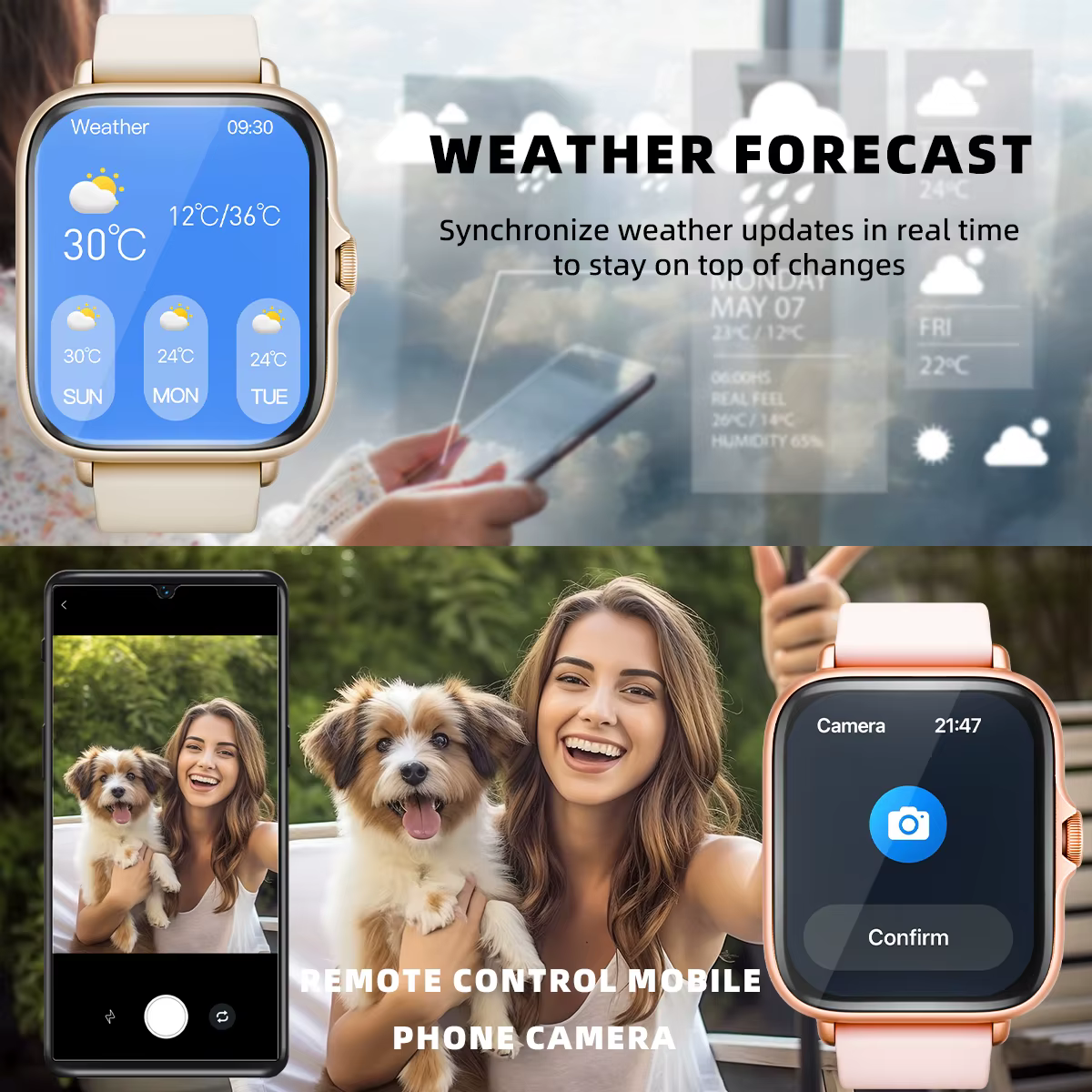 Montre intelligente étanche avec podomètre pour iPhone et Android