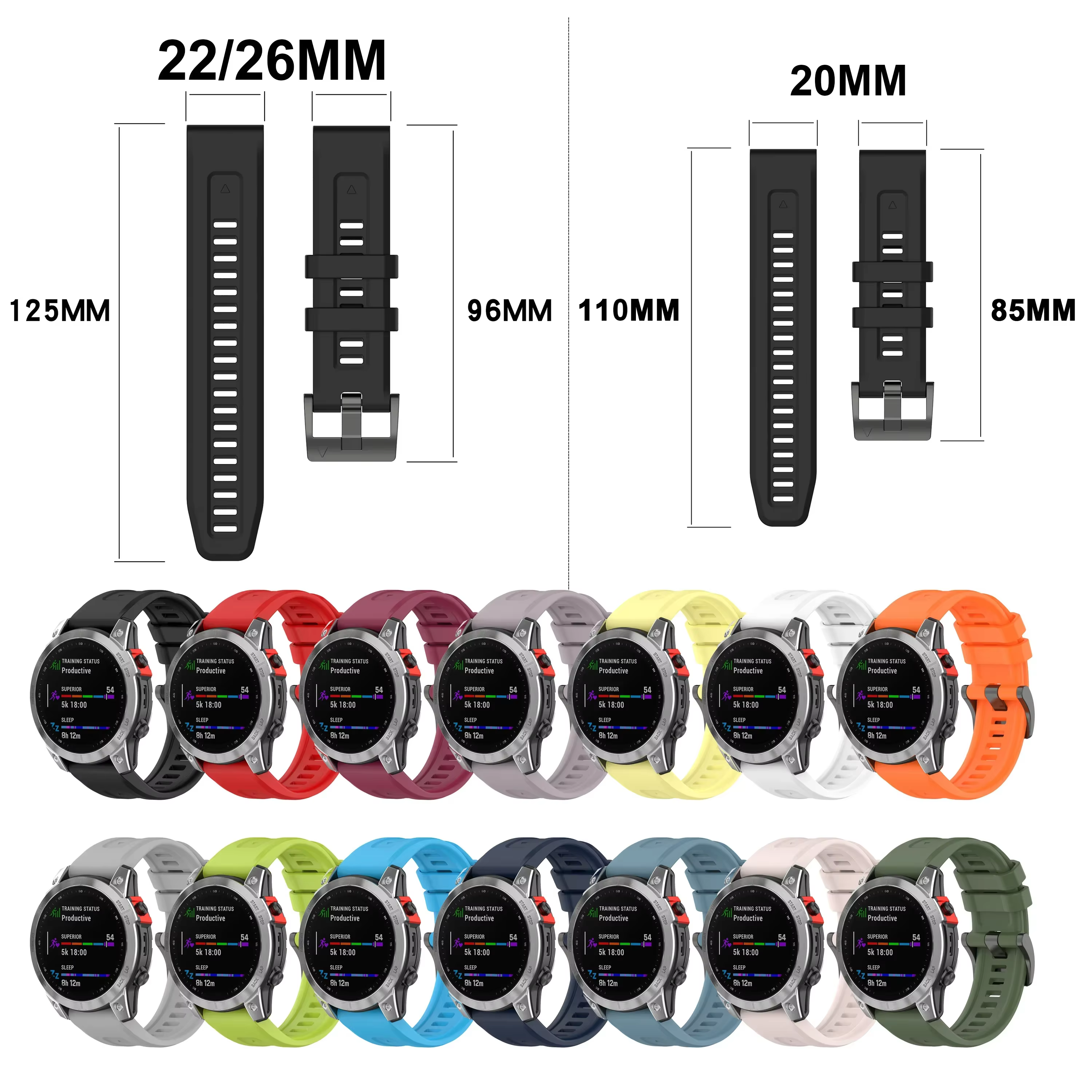 Bracelet en Silicone pour Garmin fenix 7X 7 7S 6 6X Pro