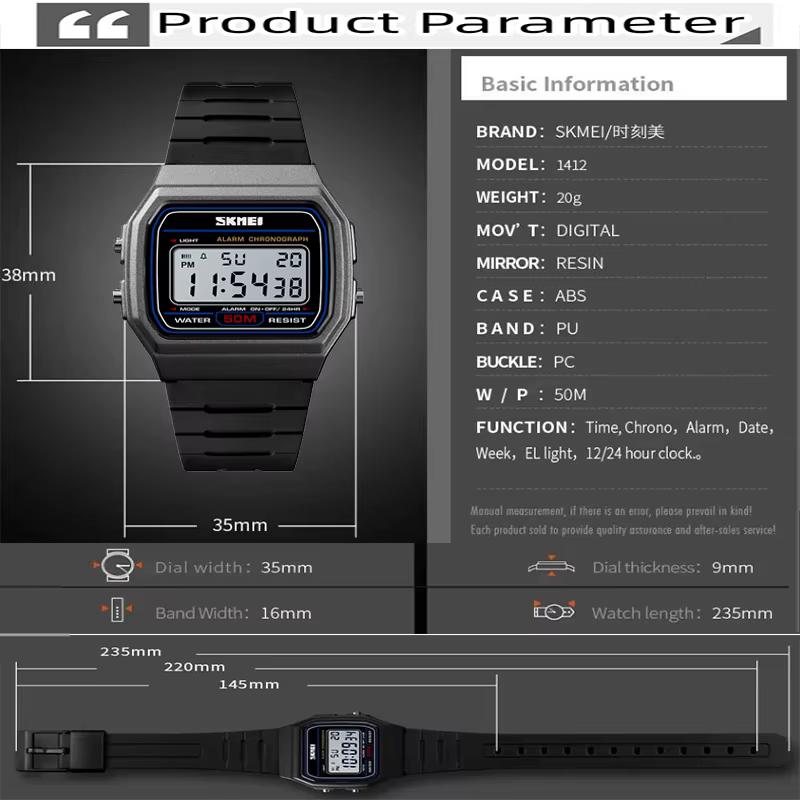 Skmei femmes Led montres étanches mode bracelet en polyuréthane natation numérique Sport montre-bracelet femme réveil