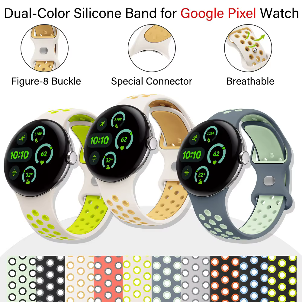 Bracelet de sport en silicone durable et étanche pour Google Pixel Watch 4 3 41mm 45mm