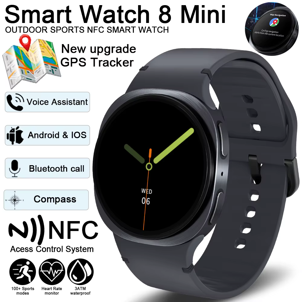 2025 montre GPS piste montres intelligentes pour hommes femmes Sport fréquence cardiaque Bluetooth appel NFC IP68 étanche boussole Smartwatch 8 Mini