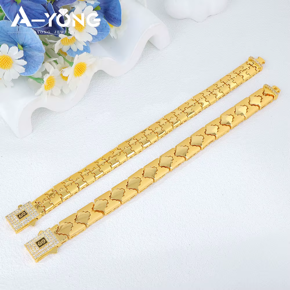 Bracelet en zircone Hip Hop de dubaï plaqué or 21 carats, chaînes Punk italiennes faites à la main, bijoux de fête pour femmes arabes et islamiques
