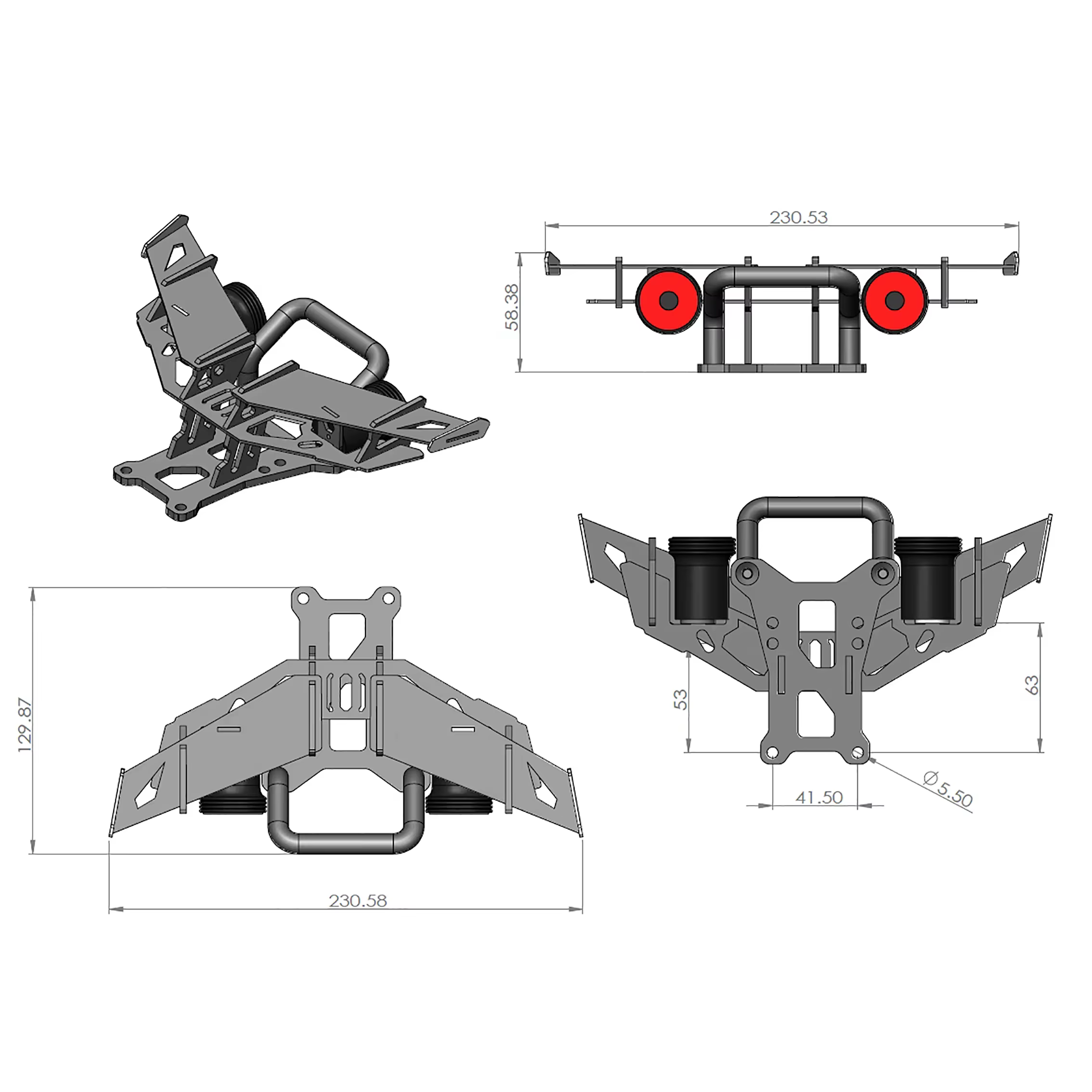 Accessoires électriques de skateboard à quatre roues, feux arrière de skateboard, feux de freinage, feux de poignée, mains courantes, feux de skateboard