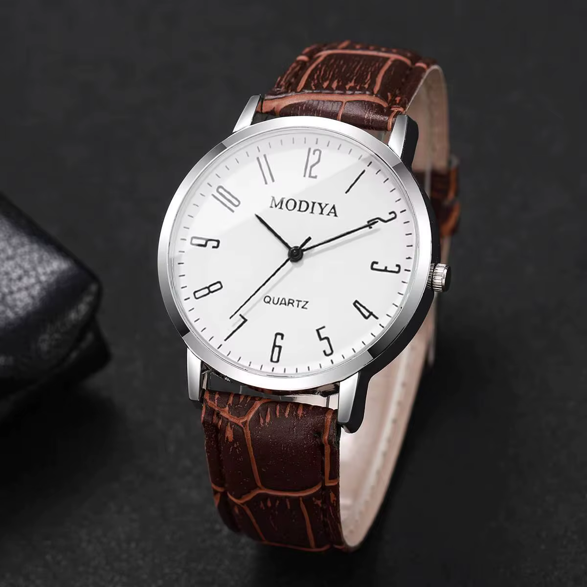 3 pièces/ensemble mode cadran arabe hommes montres d'affaires bracelet en cuir décontracté
