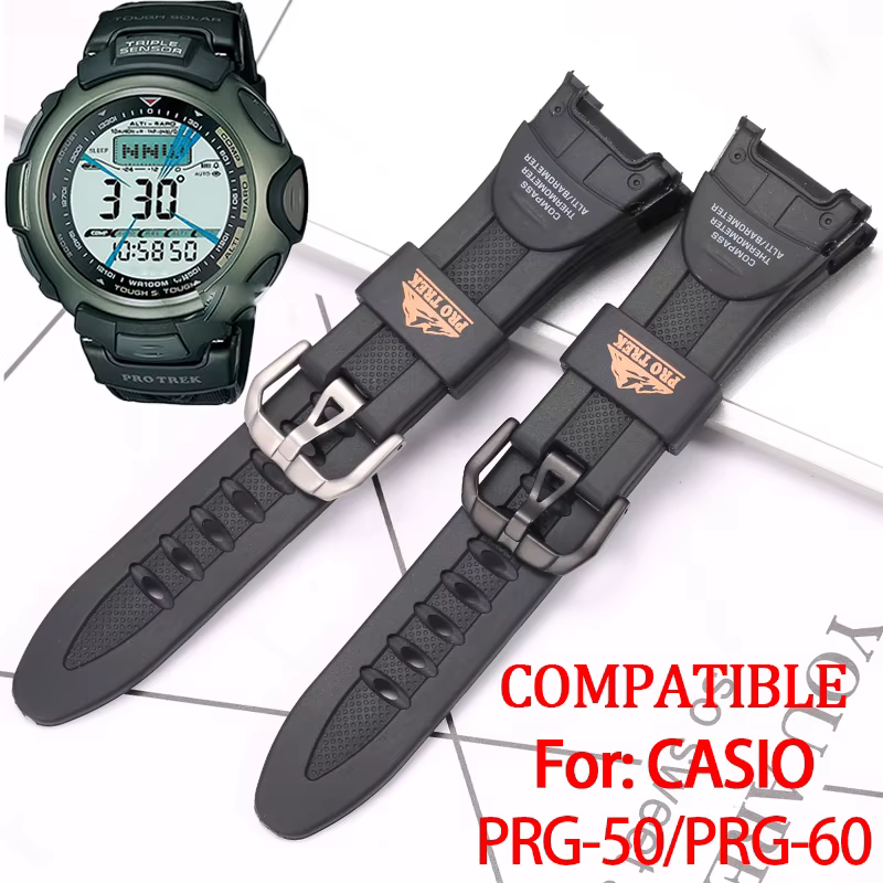 Bracelet de montre en résine pour Casio Pro Trek PRG-50 PRG-60