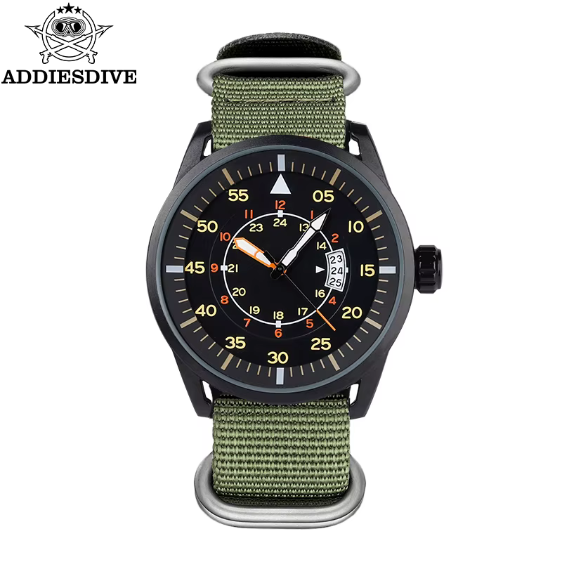 ADDIESDIVE nouvelle montre à Quartz JD1508 pour hommes sport Hardlex cadran fenêtre 50M étanche montres bracelet en Nylon Relogio Masculino