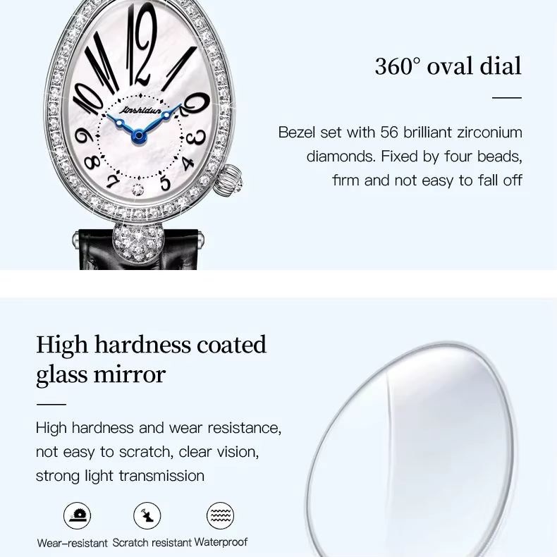 JSDUN 8827 femmes Montre de luxe diamant cadran numérique étanche bracelet en cuir haut de gamme mode