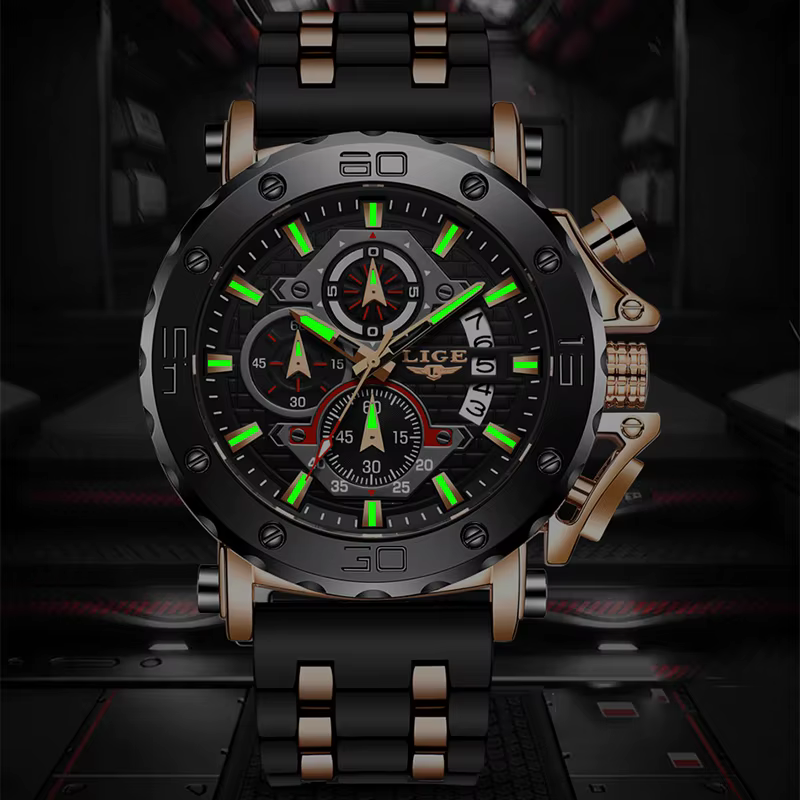 LIGE 2025 nouvelle entreprise Silicone hommes montres haut de gamme montre à Quartz de luxe