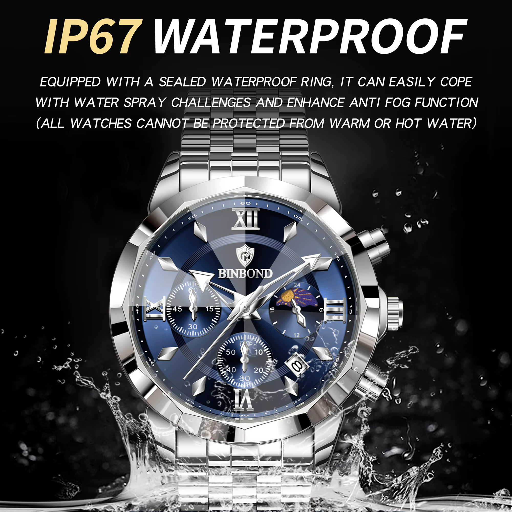Montre chronographe BINBOND originale pour homme