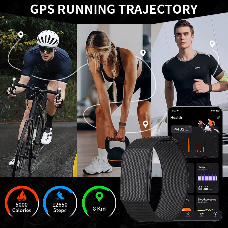 Nouveau sans écran montre intelligente hommes GPS course trajectoire Ultra léger Bracelet sang oxygène fréquence cardiaque 24H bande de santé montres de sport