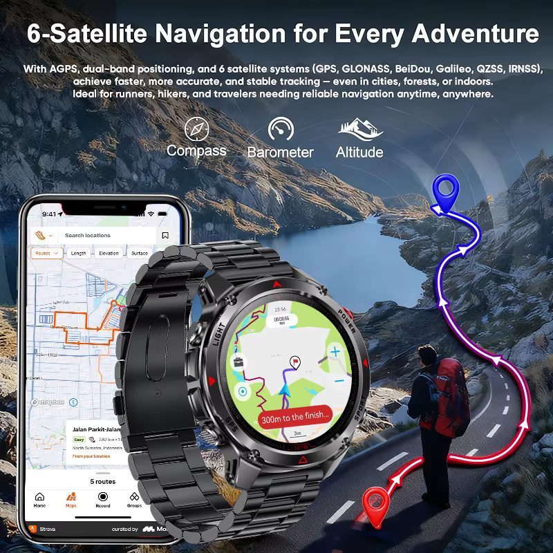 Forerunner 570 GPS montre intelligente 3ATM étanche AMOLED écran MULTI-bande GNSS boussole altimètre lampe de poche sport Smartwatch hommes