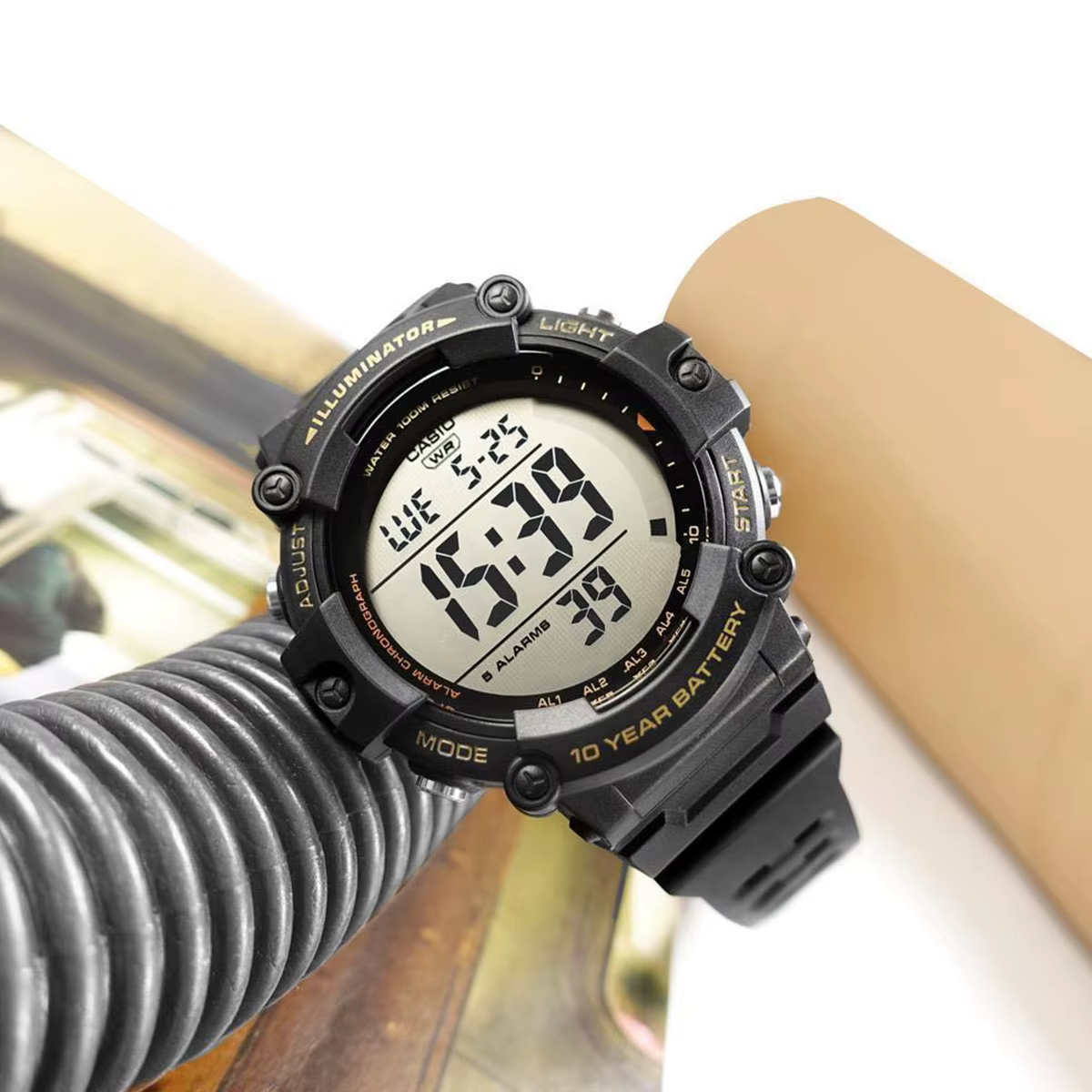 Casio Montre électronique multifonction à grand cadran pour homme Affichage simple et clair AE-1500WHX-1A/3A