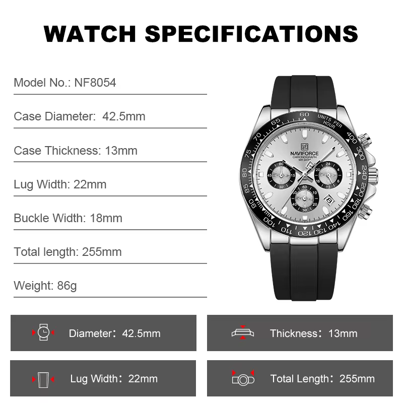 NAVIFORCE montres à la mode pour hommes bracelet en Silicone Sport décontracté chronographe lumineux montre-bracelet Relogio Masculino mâle cadeau 2025