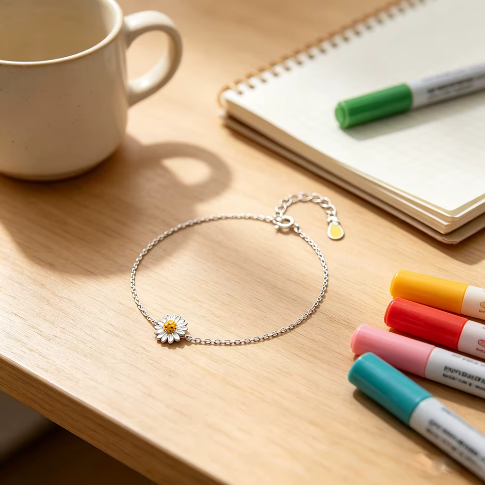 Bracelets minimalistes Daisy pour femmes, en argent sterling 925, bracelet à fine chaîne, bijoux délicats en argent véritable, cadeau pour elle, à porter au quotidien