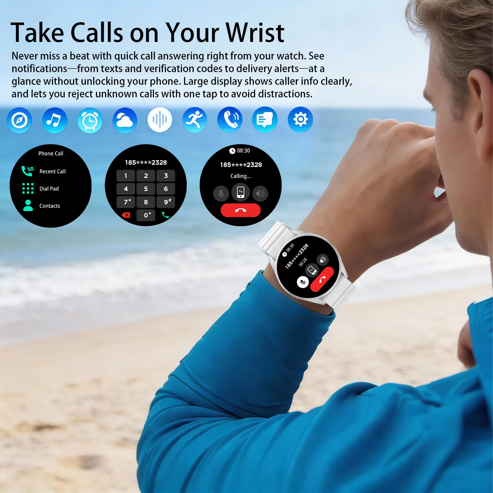 Montre connectée GPS, appels Bluetooth