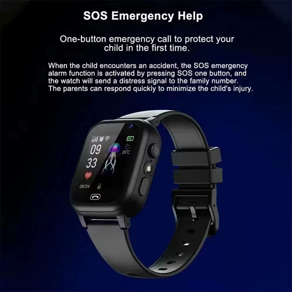 Montre connectée GPS pour enfants Lenovo 2026 avec fonction SOS, suivi de localisation, carte SIM, appel, caméra, étanche, cadeau pour iOS et Android
