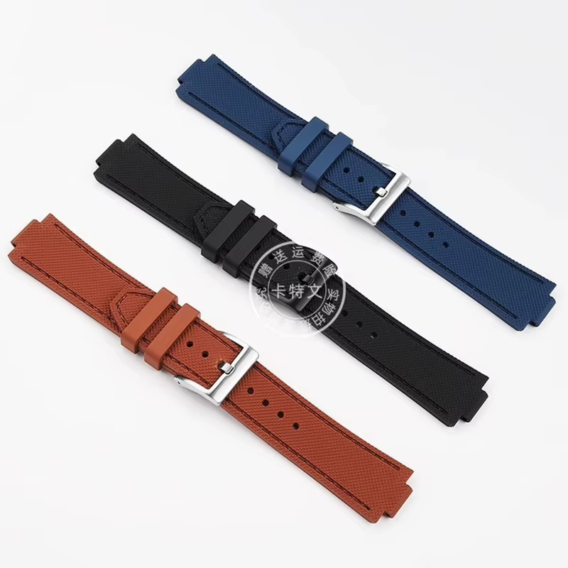 Bracelets de montre en caoutchouc de silicone en cuir de vachette