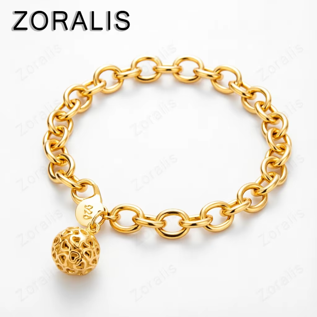Bracelet en or 18 carats, bracelet à billes rondes creuses, chaîne de main pour femmes, bijoux fins pour fêtes et mariages, cadeaux