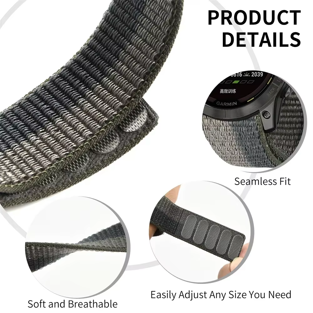 Bracelet à boucle en nylon pour montre Garmin