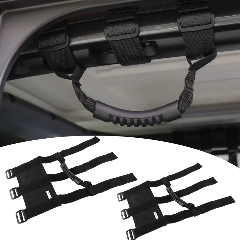 2 poignées de sécurité pour barre anti-roulis, compatibles avec Jeep Wrangler CJ YJ TJ JK JL & Gladiator JT 1987-2023, accessoires intérieurs