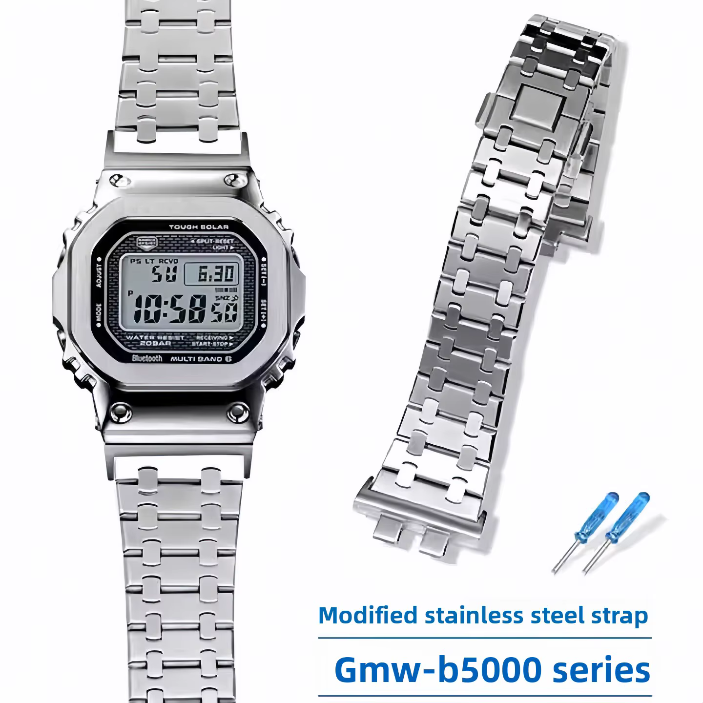 Bracelet en acier inoxydable de haute qualité pour Casio G-SHOCK GMW-B5000 GM-B2100