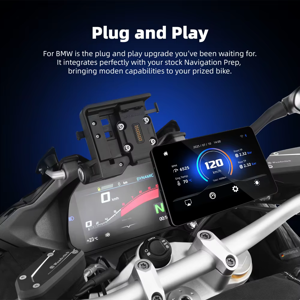 Lecteur multimédia pour moto EKIY 6,2 pouces, IP67, navigation GPS portable, enregistreur, CarPlay sans fil, Android Auto, écran miroir