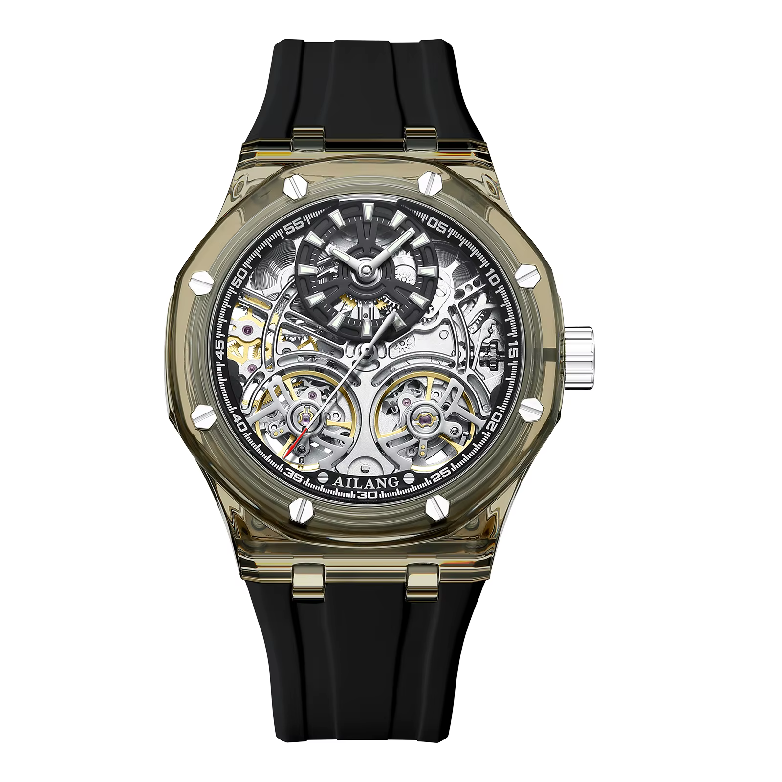 Montre automatique squelette à mouvement mécanique étanche