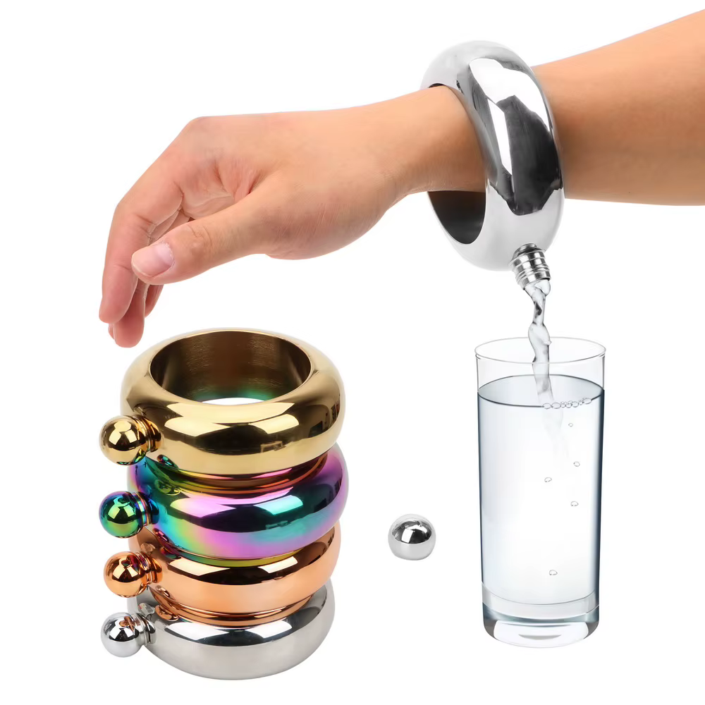 Bracelet de bouteille de vin rond élégant, d'extraction de hanche chic, accessoires de verres, 3.5 oz pour whisky, certifiée, d'extraction de hanche