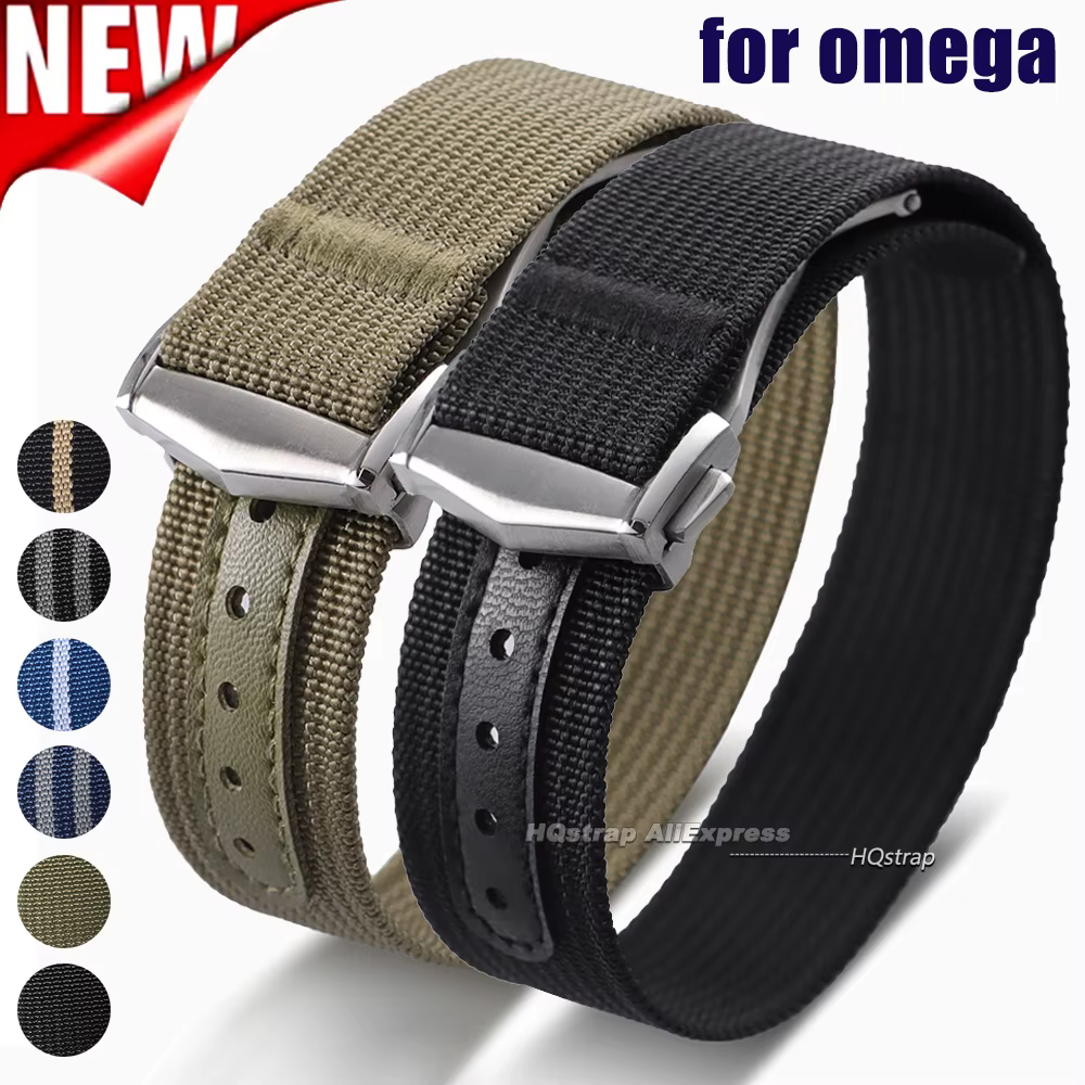Bracelet de montre en Nylon 20mm 22mm pour Omega pour Swatch ceinture étanche Sport boucle pliante bracelet de montre hommes femmes montres accessoires