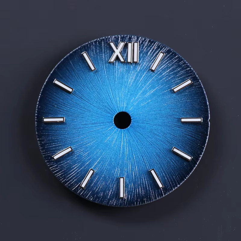 Cadran de montre de style nouveau avec luminescence bleu glace vert