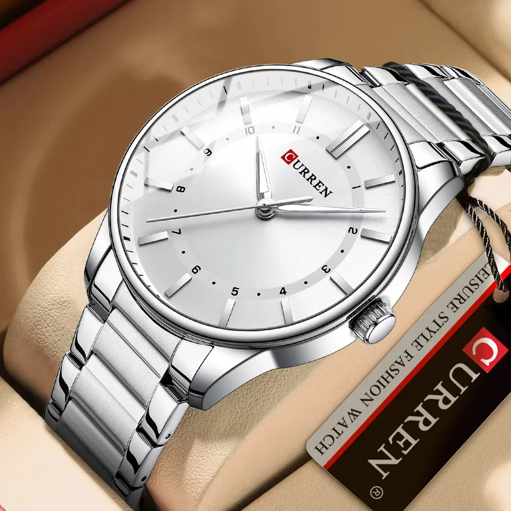 Curren 8430 homme 2025 montre étanche lumineux hommes montre-bracelet à Quartz en acier inoxydable mode sport